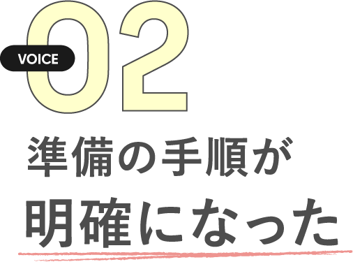 準備の手順が明確になった